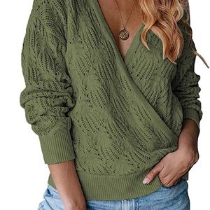 Merokeety wrap sweater olive green 2XL